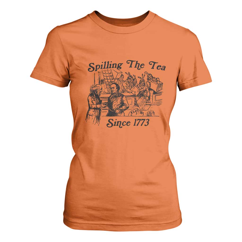 Spilling The Tea Since 1773 T Shirt For Women Boston Tea Party Vintage Historical Sketch Graphic