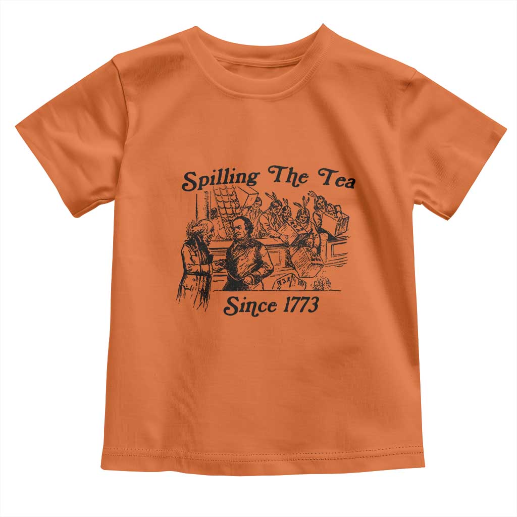 Spilling The Tea Since 1773 Toddler T Shirt Boston Tea Party Vintage Historical Sketch Graphic