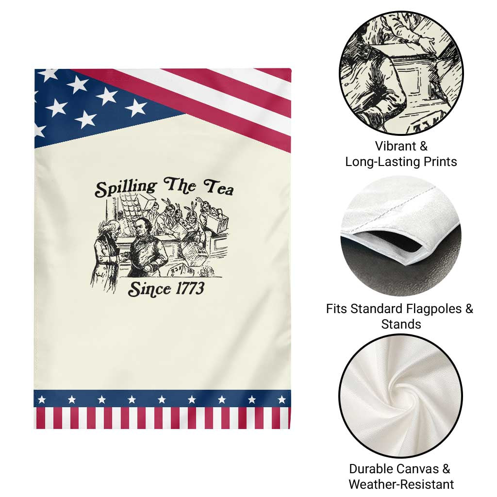 Spilling The Tea Since 1773 Patriotic Garden Flag Boston Tea Party Vintage Historical Sketch Graphic