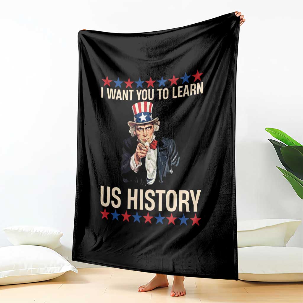 Uncle Sam I Want You To Learn US History Throw Blanket Patriotic Teachers Students