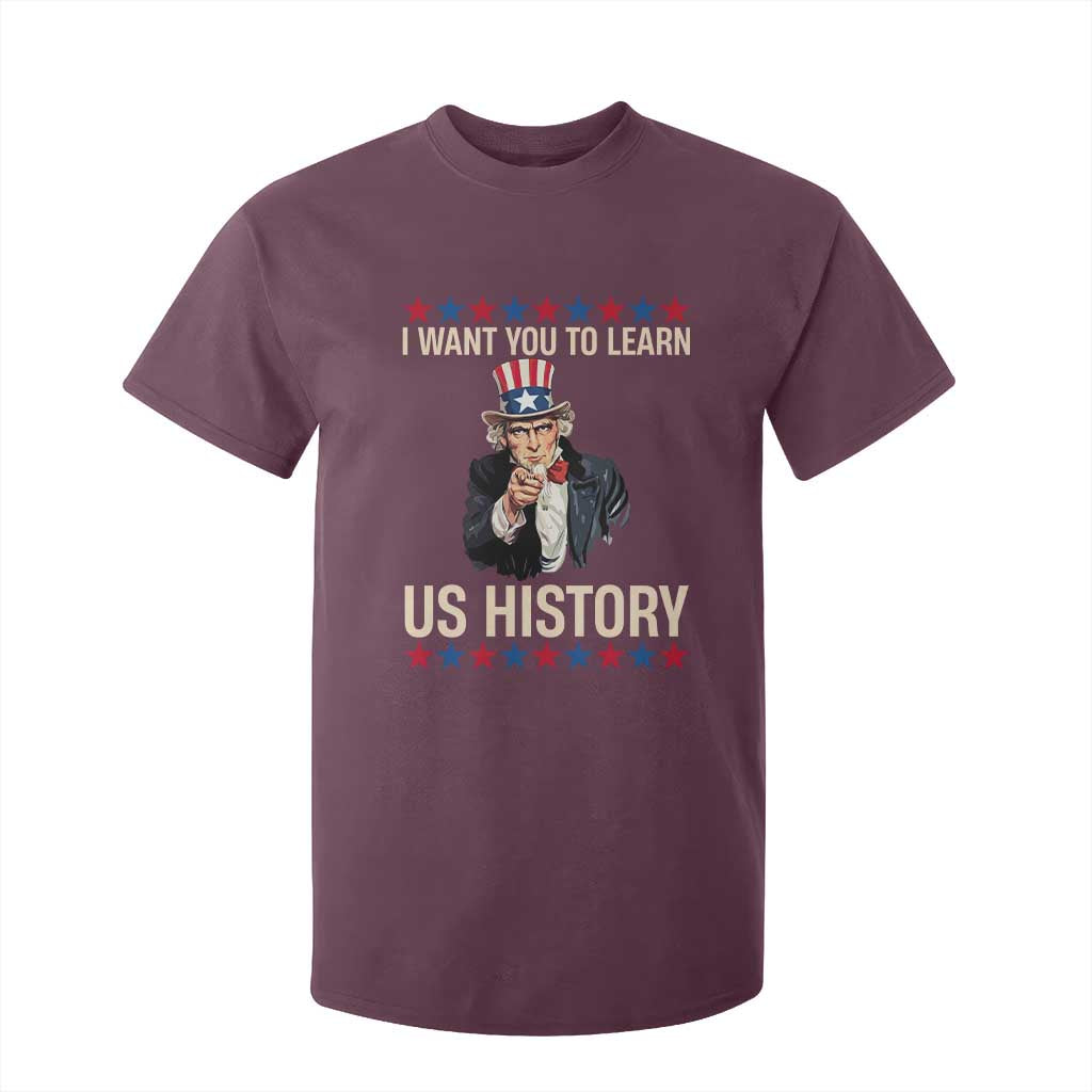 Uncle Sam I Want You To Learn US History T Shirt For Kid Patriotic Teachers Students