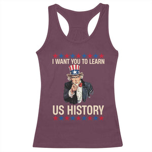 Uncle Sam I Want You To Learn US History Racerback Tank Top Patriotic Teachers Students