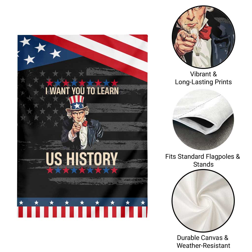 Uncle Sam I Want You To Learn US History Patriotic Garden Flag Teachers Students