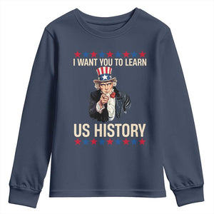 Uncle Sam I Want You To Learn US History Youth Sweatshirt Patriotic Teachers Students