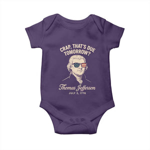 Thomas Jefferson July 3 1776 Baby Onesie Crap That's Due Tomorrow Funny History