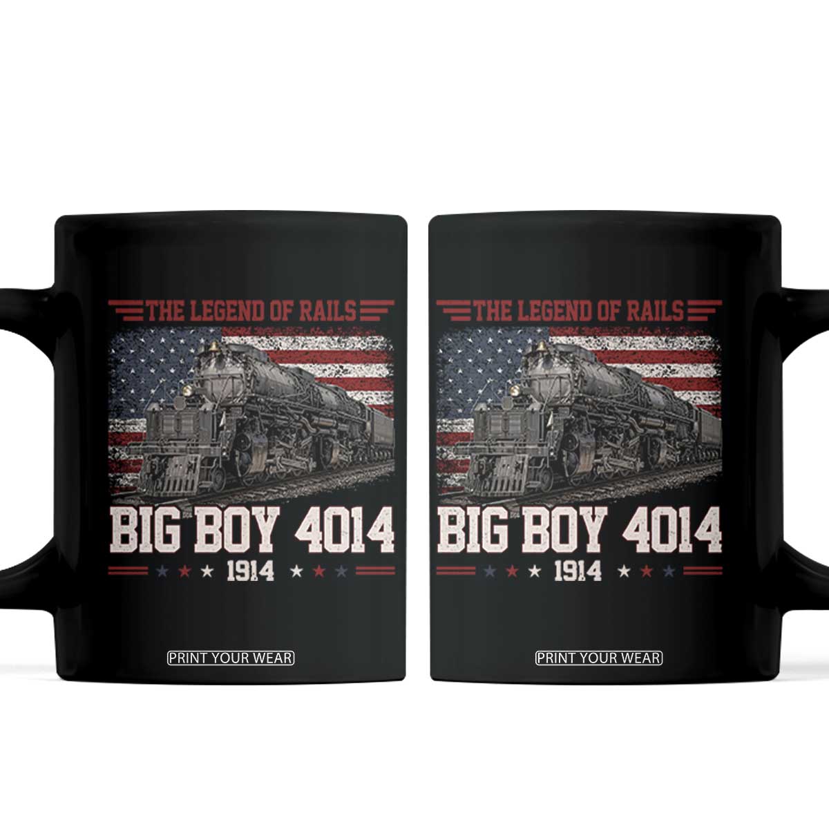 Vintage Steam Locomotive Heritage Coffee Mug The Legend of Rails American Flag
