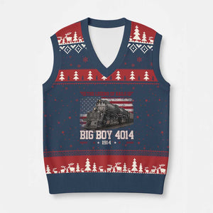 Vintage Steam Locomotive Heritage V-Neck Knit Sweater Vest The Legend of Rails American Flag TS02 Navy Red Print Your Wear