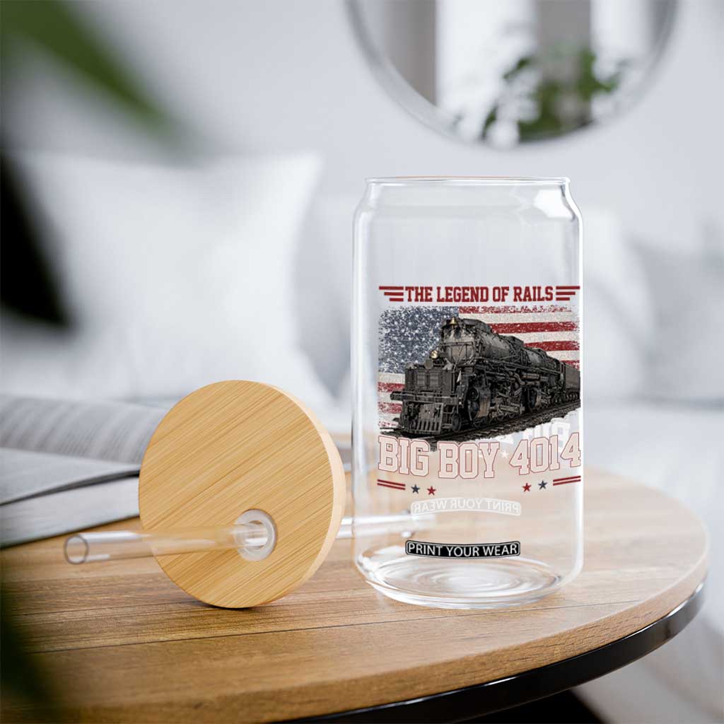 Vintage Steam Locomotive Heritage Glass Can The Legend of Rails American Flag TS02 Print Your Wear
