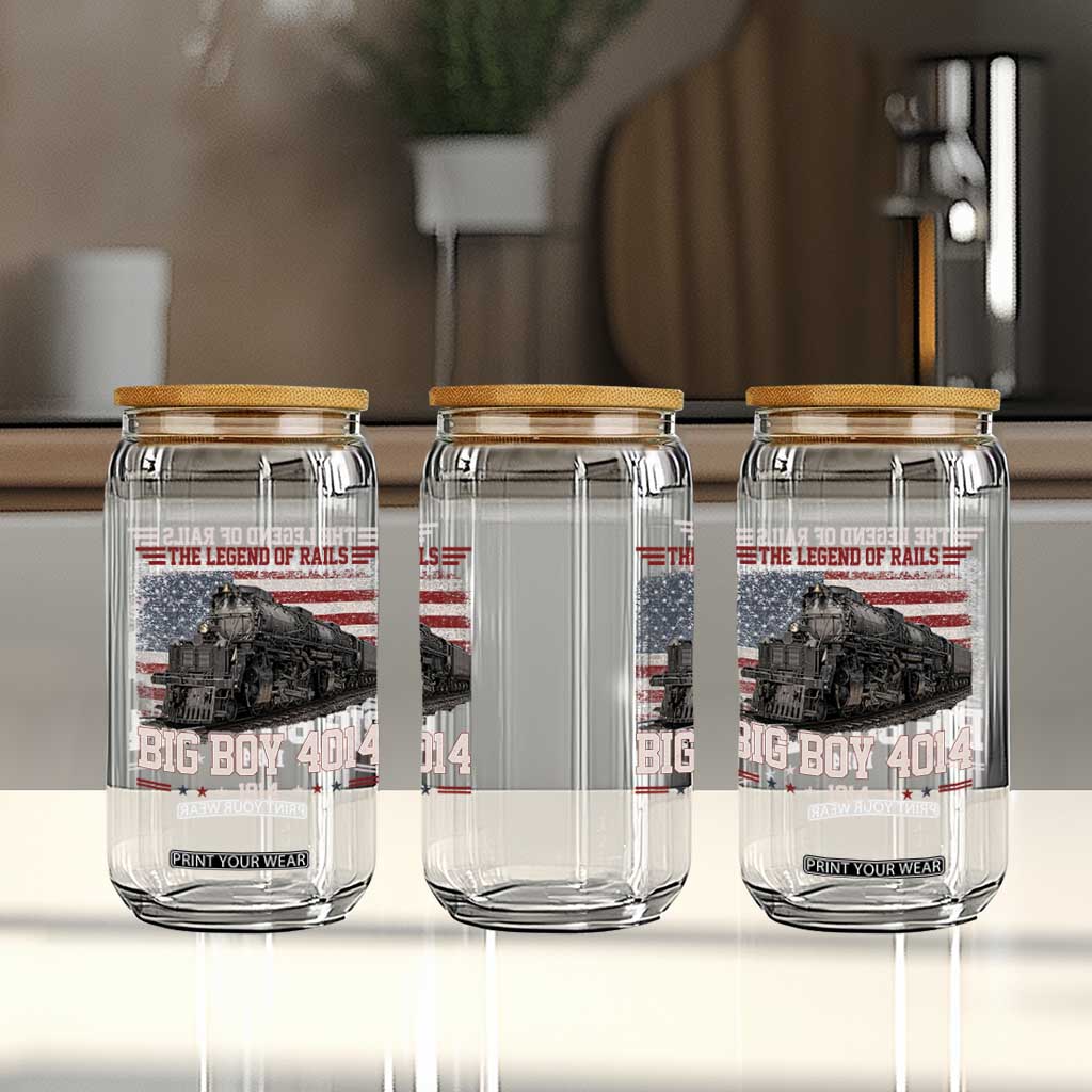Vintage Steam Locomotive Heritage Glass Can The Legend of Rails American Flag TS02 Print Your Wear