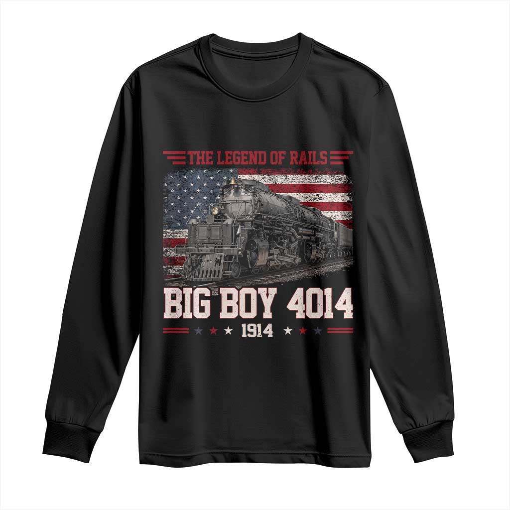 Vintage Steam Locomotive Heritage Long Sleeve Shirt The Legend of Rails American Flag TS02 Black Print Your Wear
