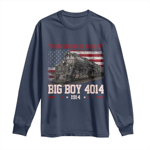 Vintage Steam Locomotive Heritage Long Sleeve Shirt The Legend of Rails American Flag TS02 Navy Print Your Wear