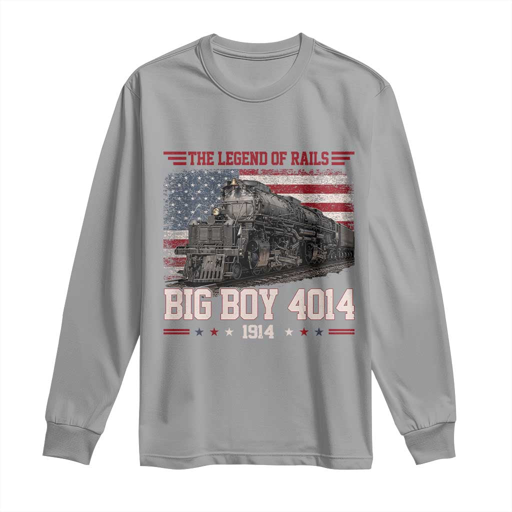 Vintage Steam Locomotive Heritage Long Sleeve Shirt The Legend of Rails American Flag TS02 Sport Gray Print Your Wear