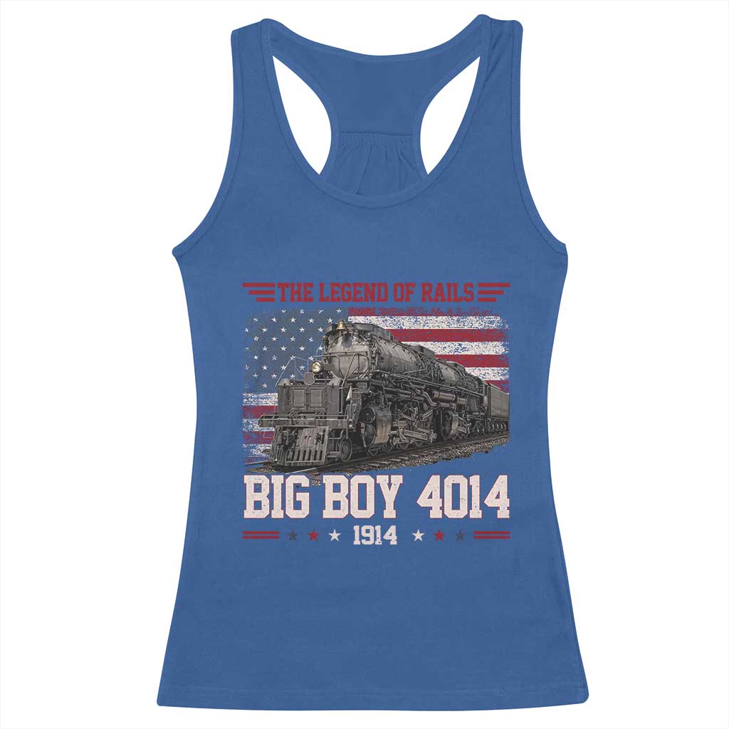 Vintage Steam Locomotive Heritage Racerback Tank Top The Legend of Rails American Flag TS02 Royal Blue Print Your Wear