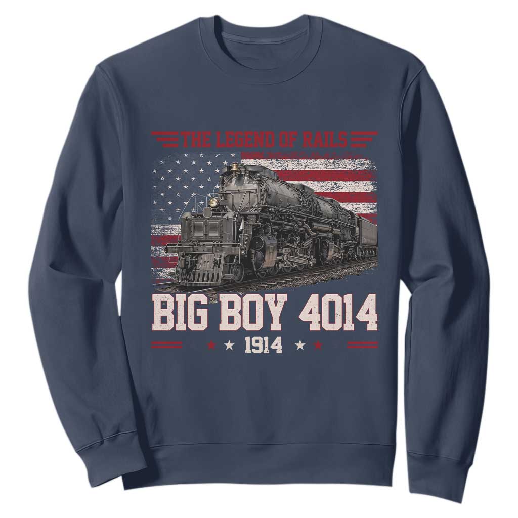 Vintage Steam Locomotive Heritage Sweatshirt The Legend of Rails American Flag TS02 Navy Print Your Wear