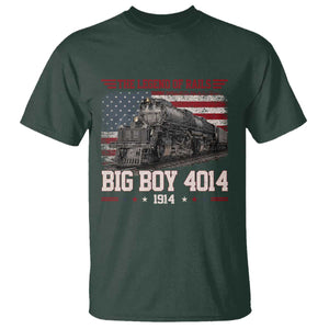 Vintage Steam Locomotive Heritage T Shirt The Legend of Rails American Flag TS02 Dark Forest Green Print Your Wear