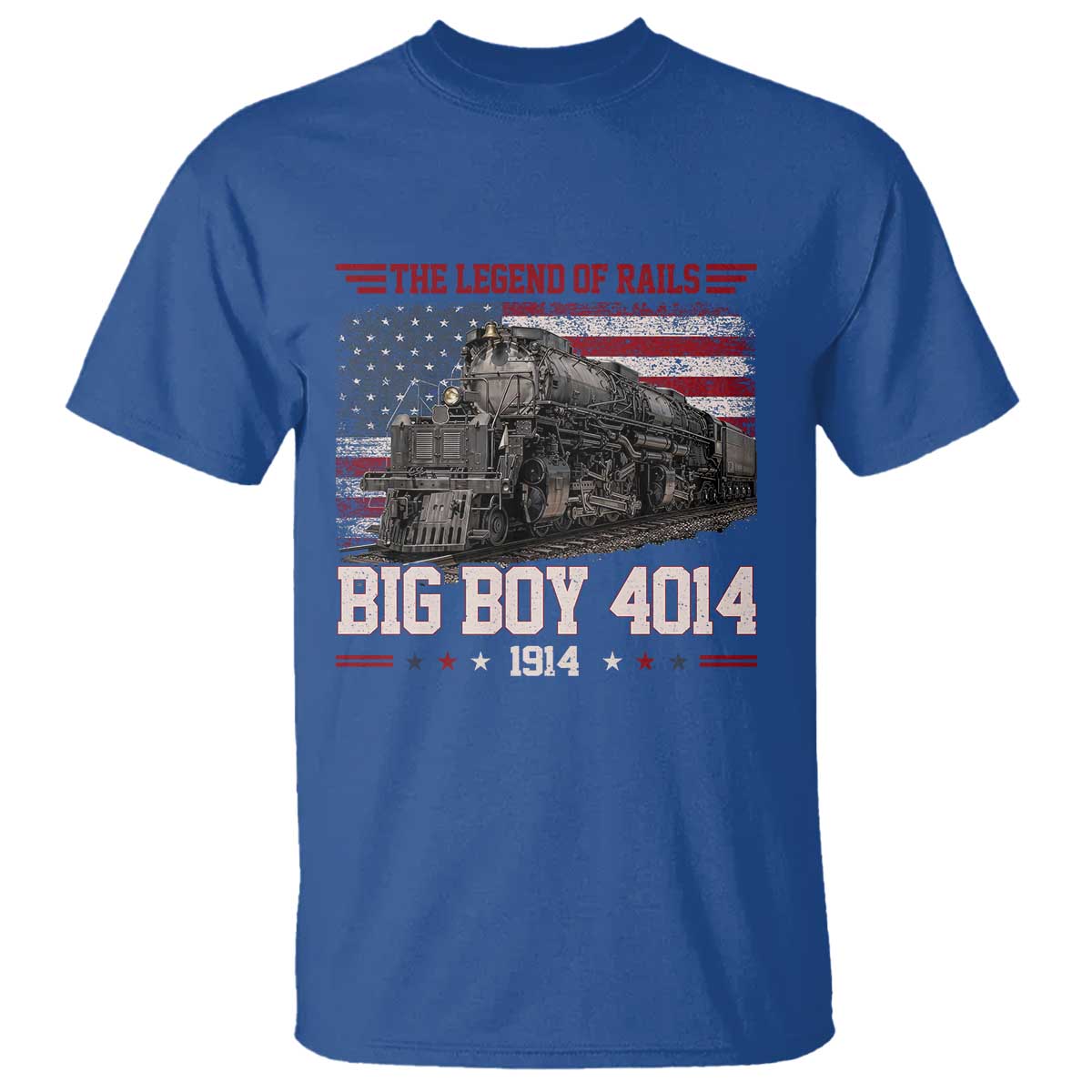 Vintage Steam Locomotive Heritage T Shirt The Legend of Rails American Flag TS02 Royal Blue Print Your Wear