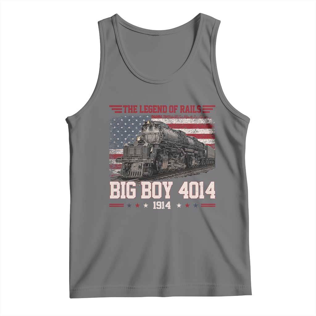 Vintage Steam Locomotive Heritage Tank Top The Legend of Rails American Flag TS02 Black Heather Print Your Wear