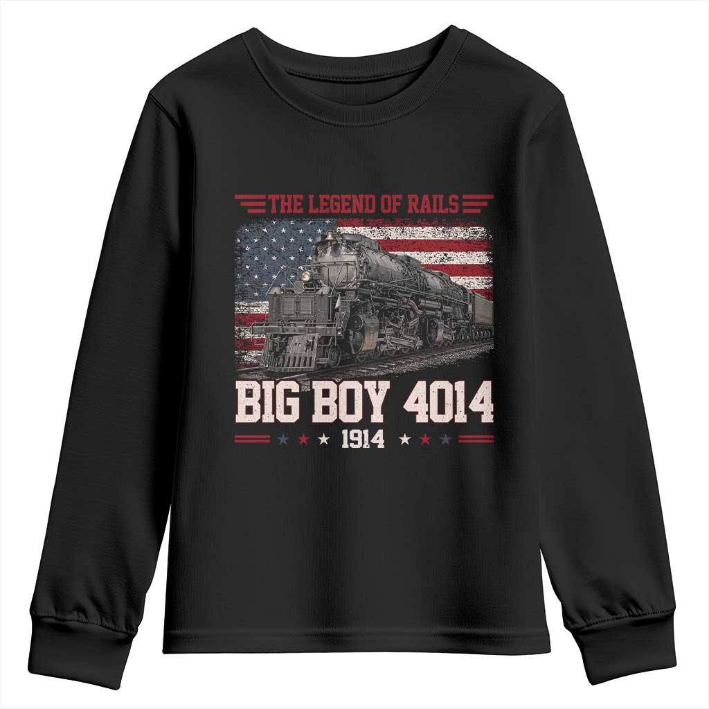 Vintage Steam Locomotive Heritage Youth Sweatshirt The Legend of Rails American Flag TS02 Black Print Your Wear