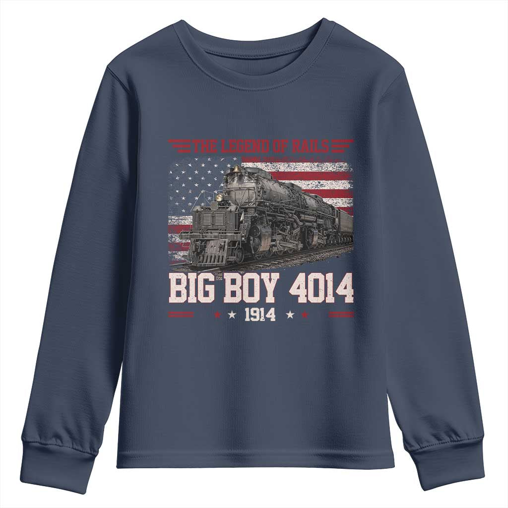 Vintage Steam Locomotive Heritage Youth Sweatshirt The Legend of Rails American Flag TS02 Navy Print Your Wear