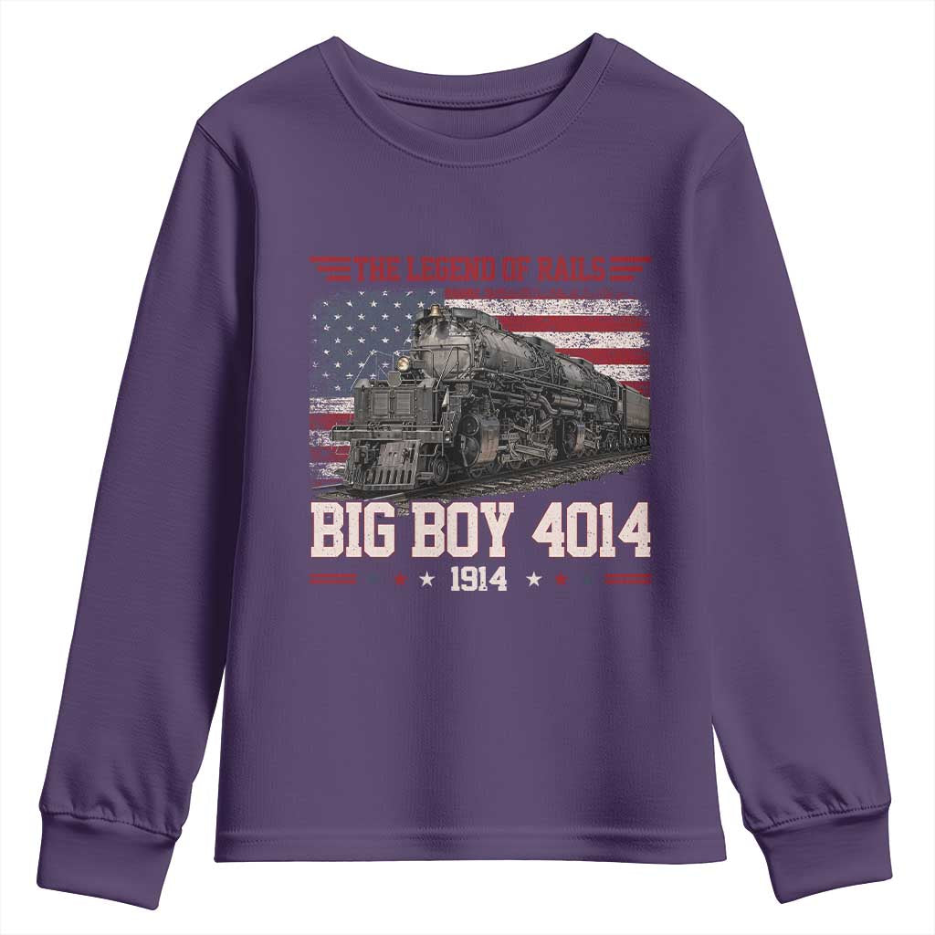 Vintage Steam Locomotive Heritage Youth Sweatshirt The Legend of Rails American Flag TS02 Purple Print Your Wear