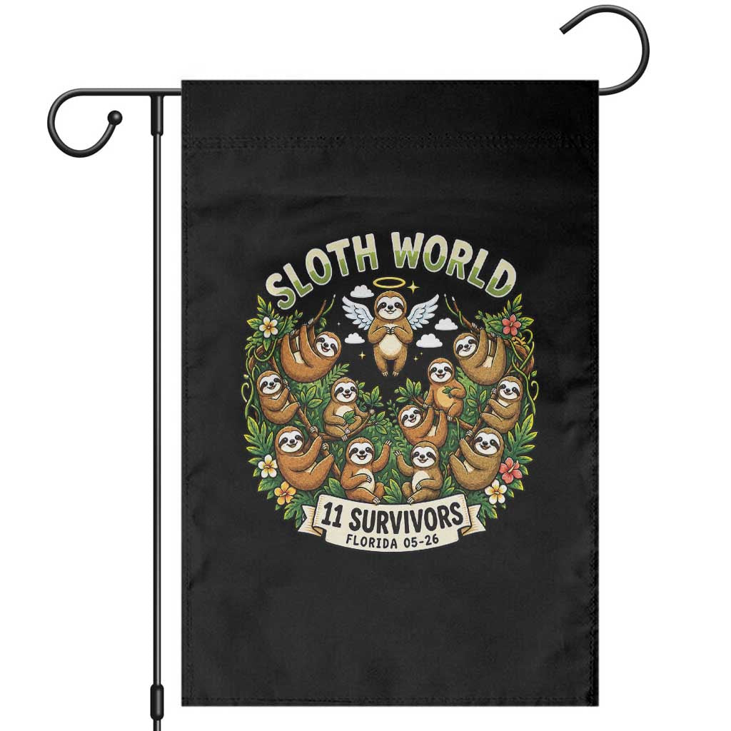 Sloth World 11 Survivors Wildlife Awareness Garden Flag Florida Animal Rights Protest and Support TS02 Black Print Your Wear