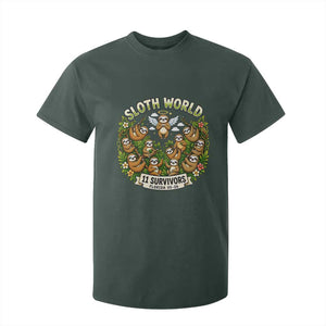 Sloth World 11 Survivors Wildlife Awareness T Shirt For Kid Florida Animal Rights Protest and Support TS02 Dark Forest Green Print Your Wear
