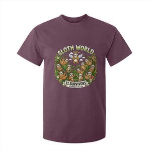 Sloth World 11 Survivors Wildlife Awareness T Shirt For Kid Florida Animal Rights Protest and Support TS02 Maroon Print Your Wear