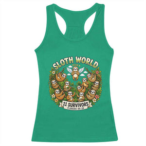 Sloth World 11 Survivors Wildlife Awareness Racerback Tank Top Florida Animal Rights Protest and Support TS02 Irish Green Print Your Wear