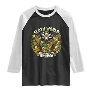 Sloth World 11 Survivors Wildlife Awareness Raglan Shirt Florida Animal Rights Protest and Support TS02 Black White Print Your Wear