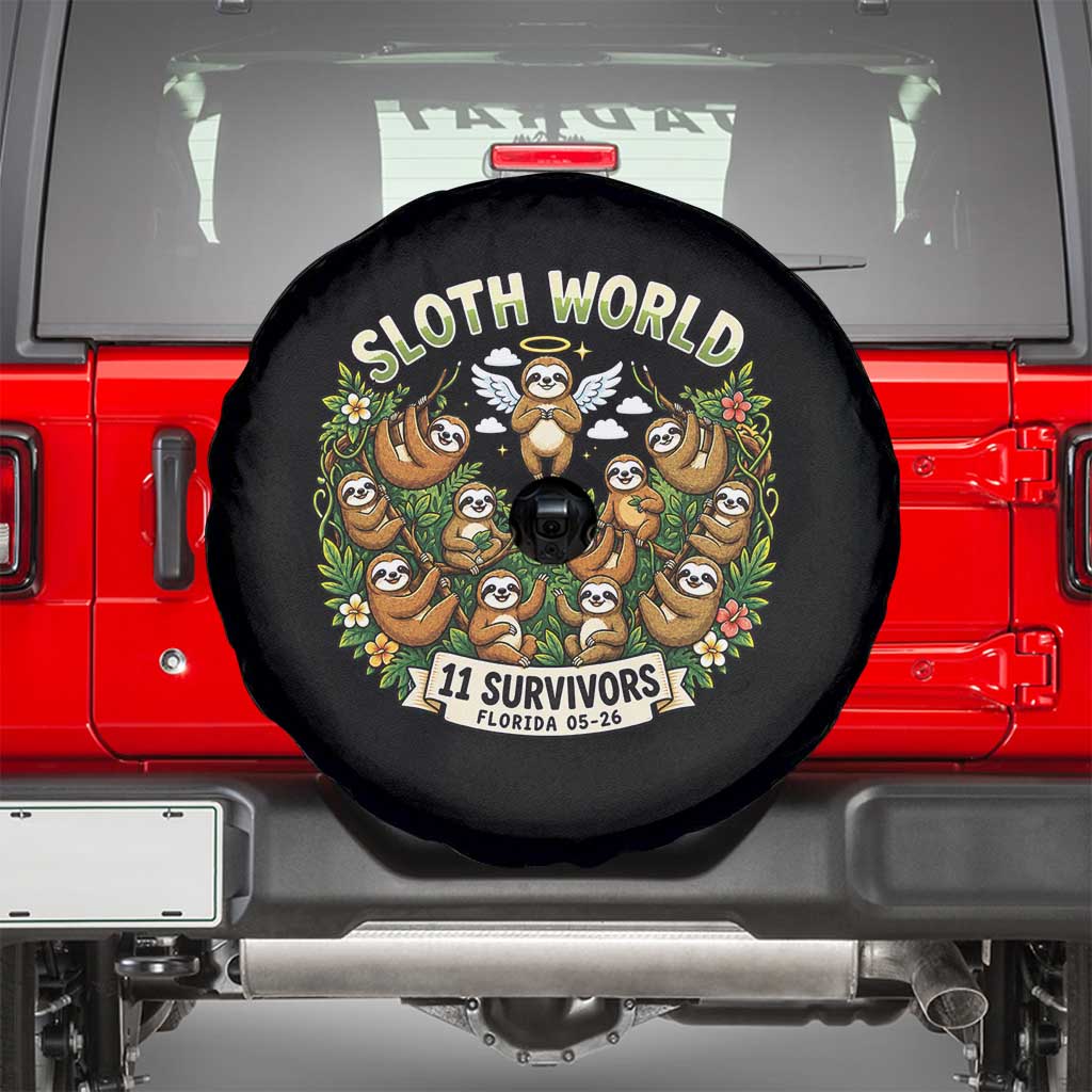 Sloth World 11 Survivors Wildlife Awareness Spare Tire Cover Florida Animal Rights Protest and Support TS02 Black Print Your Wear