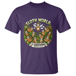 Sloth World 11 Survivors Wildlife Awareness T Shirt Florida Animal Rights Protest and Support TS02 Purple Print Your Wear