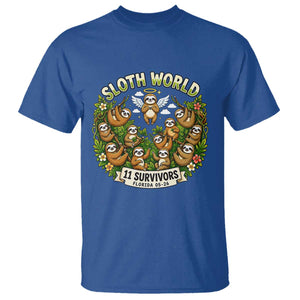 Sloth World 11 Survivors Wildlife Awareness T Shirt Florida Animal Rights Protest and Support TS02 Royal Blue Print Your Wear