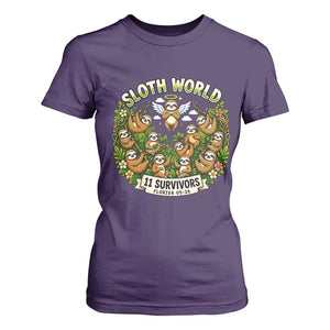 Sloth World 11 Survivors Wildlife Awareness T Shirt For Women Florida Animal Rights Protest and Support TS02 Purple Print Your Wear