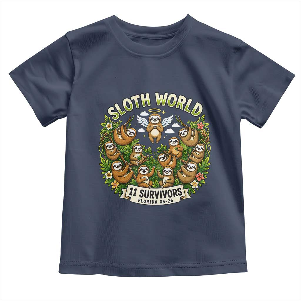 Sloth World 11 Survivors Wildlife Awareness Toddler T Shirt Florida Animal Rights Protest and Support TS02 Navy Print Your Wear