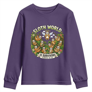 Sloth World 11 Survivors Wildlife Awareness Youth Sweatshirt Florida Animal Rights Protest and Support TS02 Purple Print Your Wear