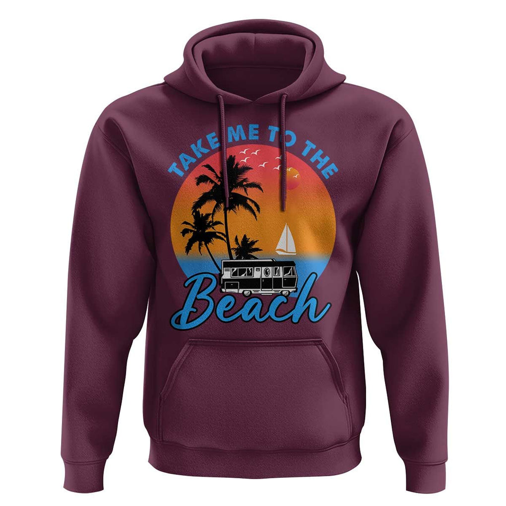 Summer Vibe Hoodie Retro Sunset Take Me To The Beach TS02 Maroon Print Your Wear