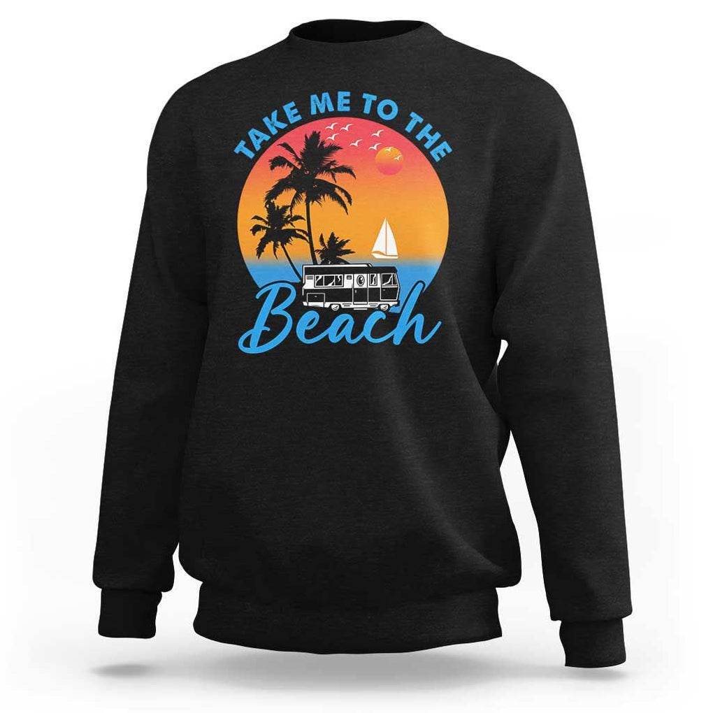 Summer Vibe Sweatshirt Retro Sunset Take Me To The Beach TS02 Black Print Your Wear