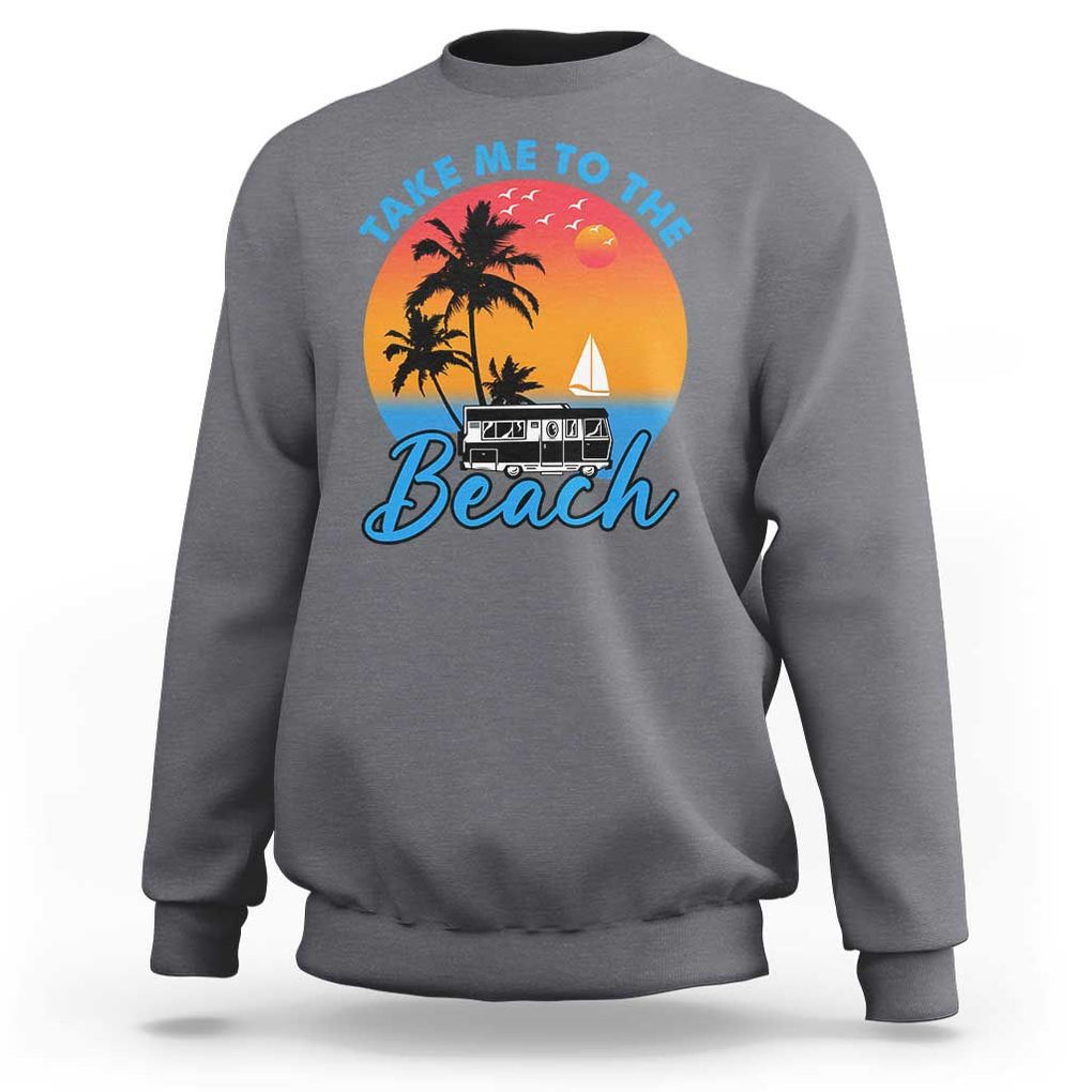 Summer Vibe Sweatshirt Retro Sunset Take Me To The Beach TS02 Charcoal Print Your Wear