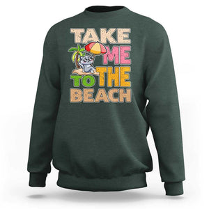 Summer Vibe Funny Cat Sweatshirt Take Me To The Beach TS02 Dark Forest Green Print Your Wear