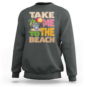 Summer Vibe Funny Cat Sweatshirt Take Me To The Beach TS02 Dark Heather Print Your Wear