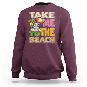 Summer Vibe Funny Cat Sweatshirt Take Me To The Beach TS02 Maroon Print Your Wear