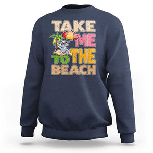 Summer Vibe Funny Cat Sweatshirt Take Me To The Beach TS02 Navy Print Your Wear