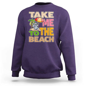 Summer Vibe Funny Cat Sweatshirt Take Me To The Beach TS02 Purple Print Your Wear