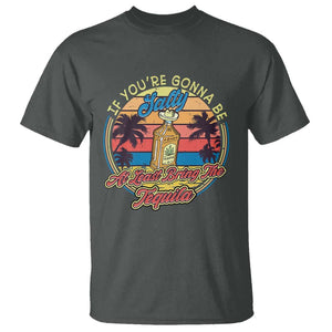 Funny Tequila Lover T Shirt If You're Gonna Be Salty At Least Bring The Tequila Shot Retro Sunset TS02 Dark Heather Print Your Wear