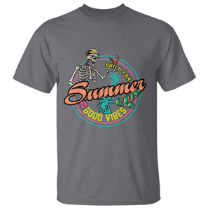Summer Vibe Skeleton T Shirt Build For Summer Good Vibes Chilln' TS02 Charcoal Print Your Wear