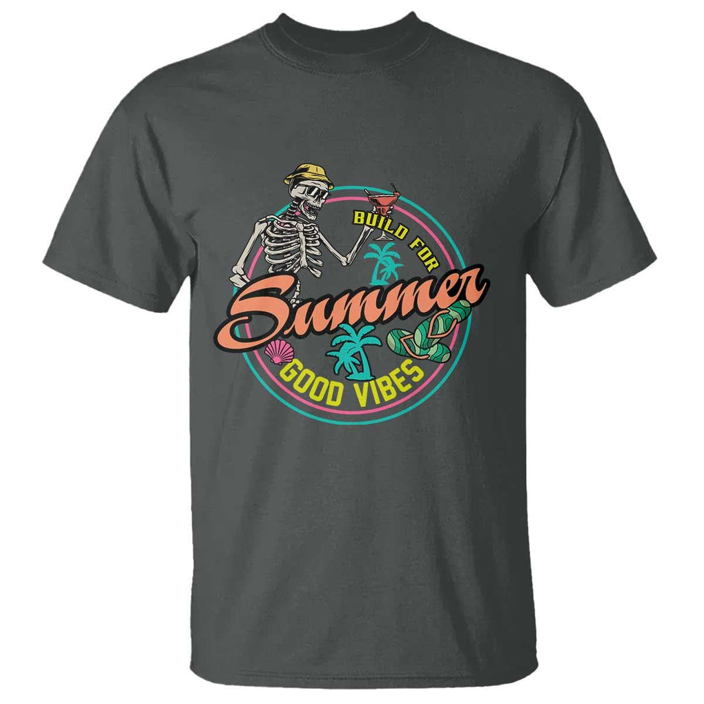 Summer Vibe Skeleton T Shirt Build For Summer Good Vibes Chilln' TS02 Dark Heather Print Your Wear