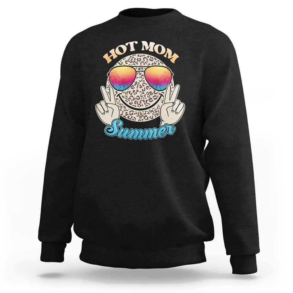 Hot Mom Summer Sweatshirt Chillin' Vibe Leopard Mommy TS02 Black Print Your Wear