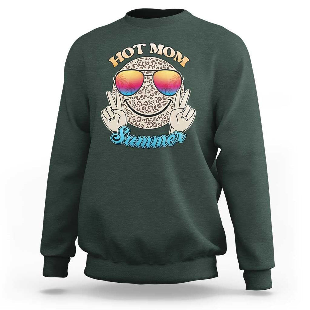 Hot Mom Summer Sweatshirt Chillin' Vibe Leopard Mommy TS02 Dark Forest Green Print Your Wear