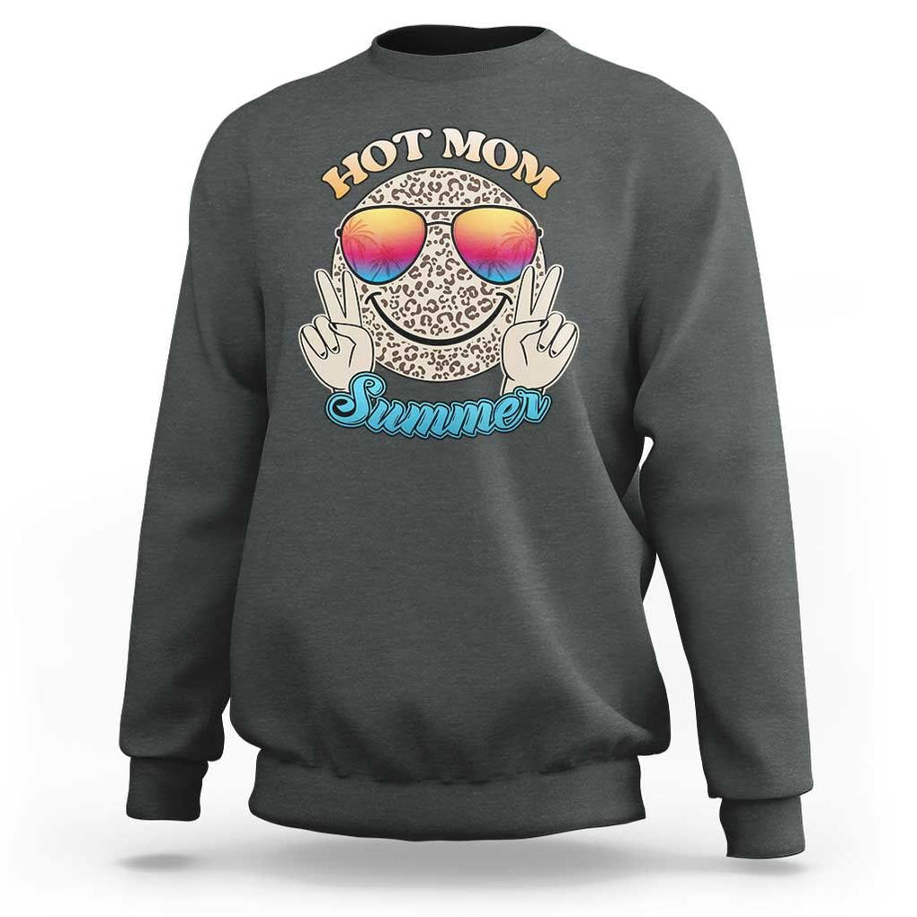 Hot Mom Summer Sweatshirt Chillin' Vibe Leopard Mommy TS02 Dark Heather Print Your Wear