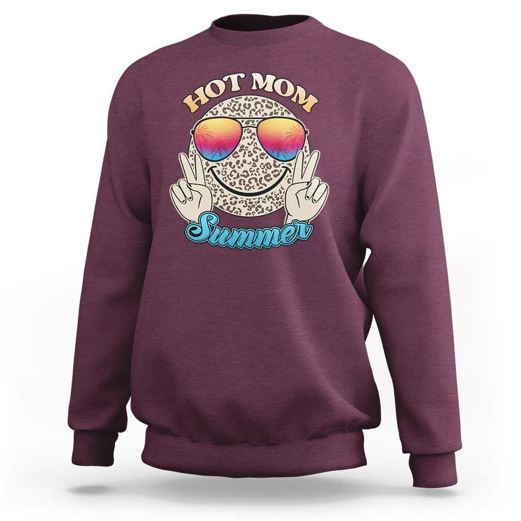 Hot Mom Summer Sweatshirt Chillin' Vibe Leopard Mommy TS02 Maroon Print Your Wear